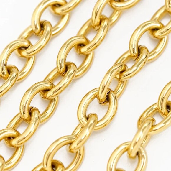 CHANEL Large CC Logo Quilted Chain Necklace 34" Gold Tone 94P Auth w/Box #2439 - Picture 6 of 9